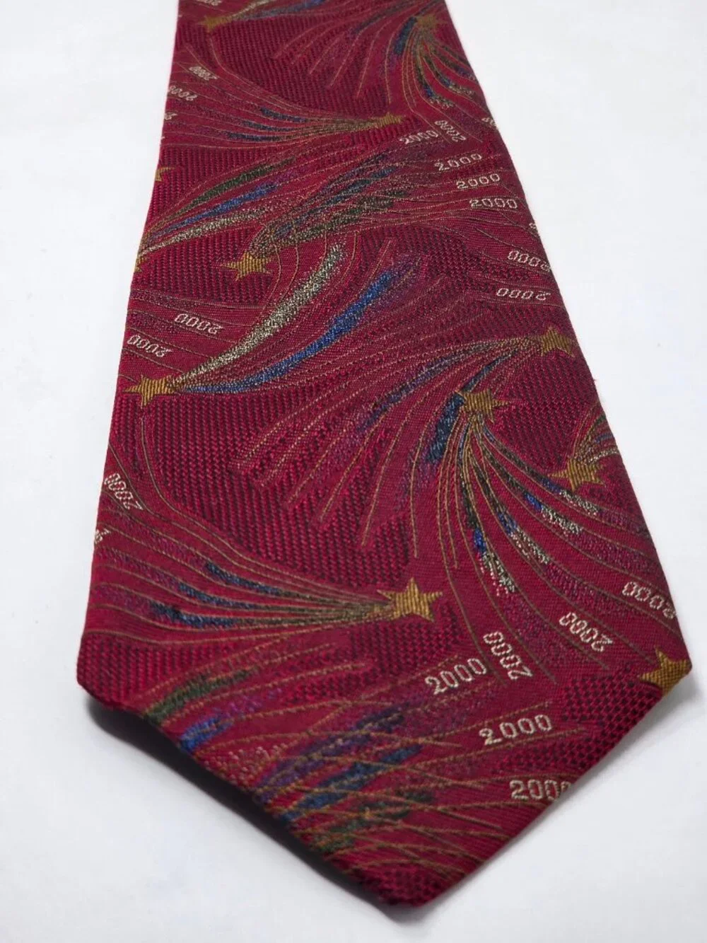 100% Silk Robert Talbott W Cromwell 2000 New Year Silk Burgundy Woven Tie Y2K